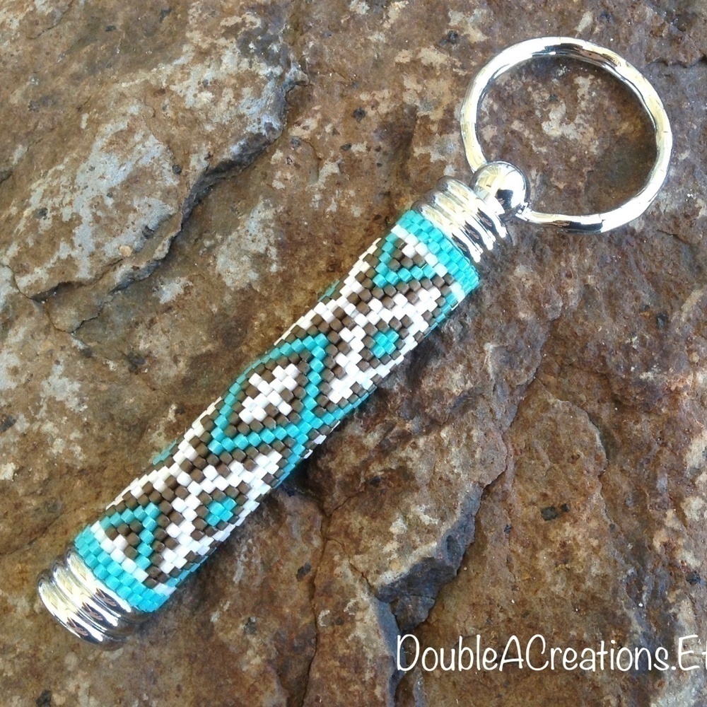 Hidden Compartment Beaded Keychain